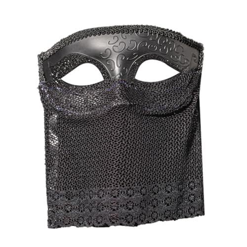 Agoky Vintage Venezianische Maske Halb Gesichtsmasken mit selbst gebundenen Riemen Augemaske Maskerade Maske Fasching Mottoparty Schwarz A One Size von Agoky