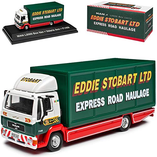 Agostini Man L2000 Box Van Valerie ANN F1459 Weiss Grün Eddie Stobart LKW mit Sockel 1/76 Atlas Sonderangebot Modell Auto mit individiuellem Wunschkennzeichen von Agostini