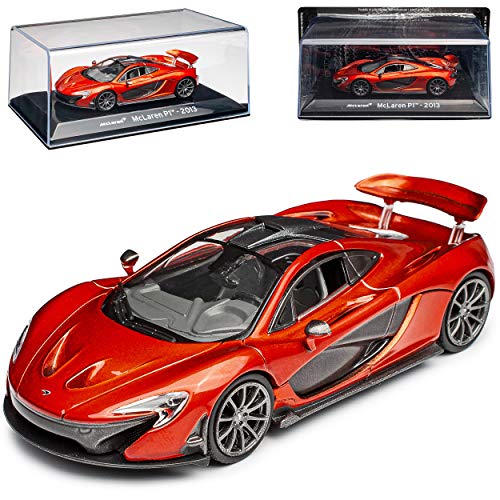 Agostini McLaren P1 Coupe Orange Schwarz 2013-2015 mit Sockel und Vitrine 1/43 Ixo Modell Auto von COXZD