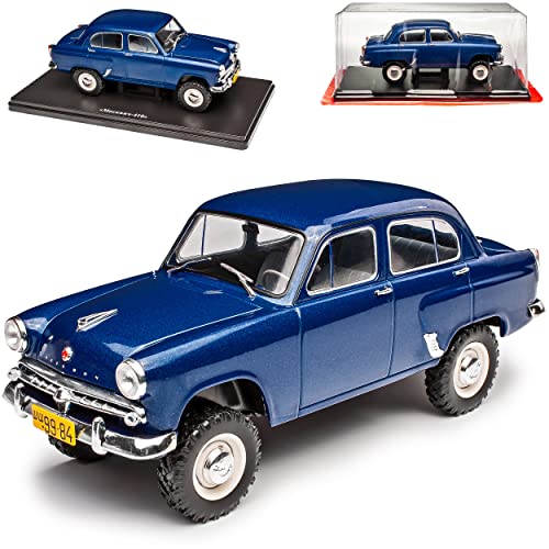 Agostini Moskwitsch 410 Limousine Blau Basis 402 1957-1961 Mit Sockel 1/24 Modell Auto mit individiuellem Wunschkennzeichen von Agostini