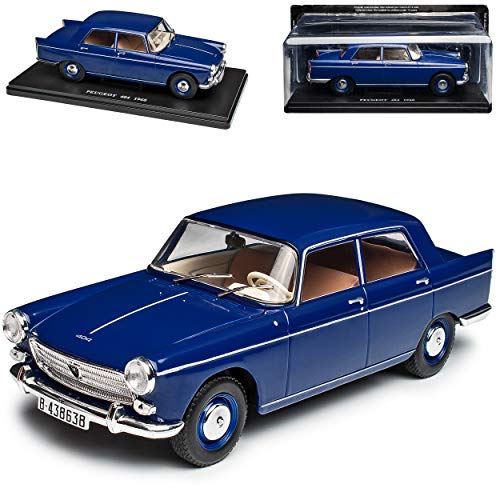 Agostini Peugeot 404 Limousine Blau 1960-1975 mit Sockel 1/24 Modellcarsonline Modell Auto mit individiuellem Wunschkennzeichen von Agostini