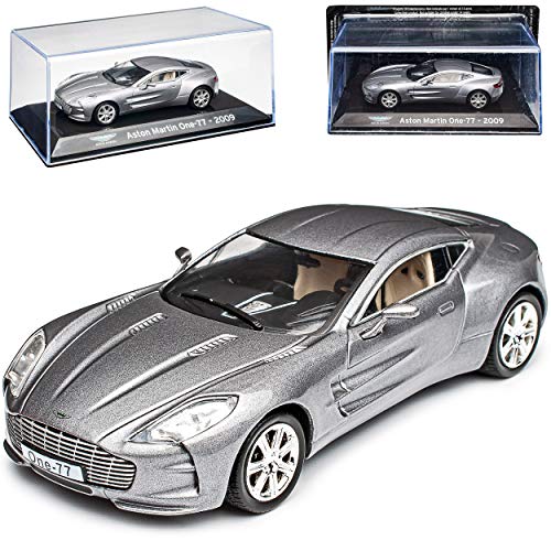 Aston-Martin One-77 Coupe Grau 2009-2012 mit Sockel und Vitrine 1/43 Ixo Modell Auto mit individiuellem Wunschkennzeichen von Agostini