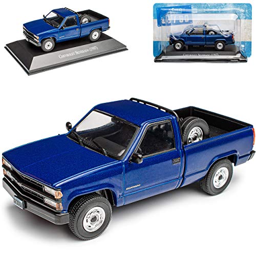 Chevrolet Silverado GMT400 4. Generation Pick-Up Blau 1988-1998 mit Sockel 1/43 DeAgostini Modell Auto von Agostini