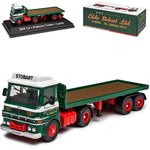 Agostini ERF LV Lynda Pritsche Weiss Grün Eddie Stobart LKW mit Sockel 1/76 Atlas Sonderangebot Modell Auto mit individiuellem Wunschkennzeichen von Agostini