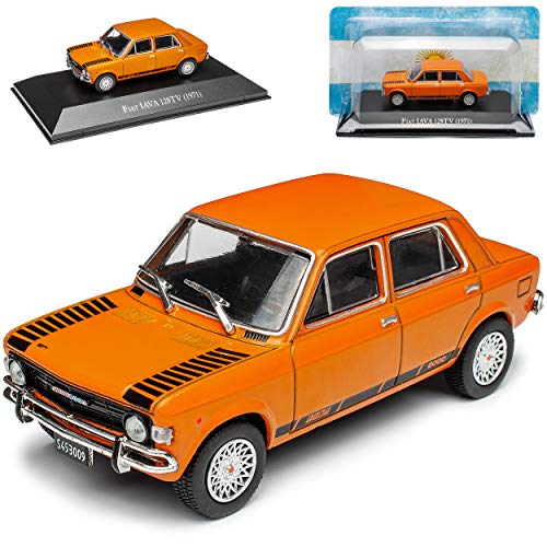 FIAT 128 Iava 128TV Limousine Orange 1969-1983 mit Sockel 1/43 DeAgostini Modell Auto von Agostini