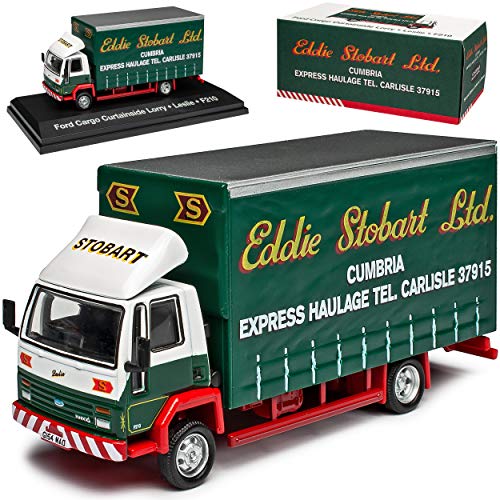 Agostini Ford Cargo Curtainside Lorry Leslie F210 Weiss Grün Eddie Stobart LKW mit Sockel 1/76 Atlas Sonderangebot Modell Auto mit individiuellem Wunschkennzeichen von Agostini