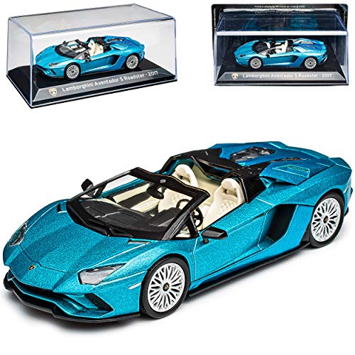 Lamborgihini Aventador S Roadster Cabrio Blau Ab 2011 mit Sockel und Vitrine 1/43 Ixo Modell Auto mit individiuellem Wunschkennzeichen von Agostini