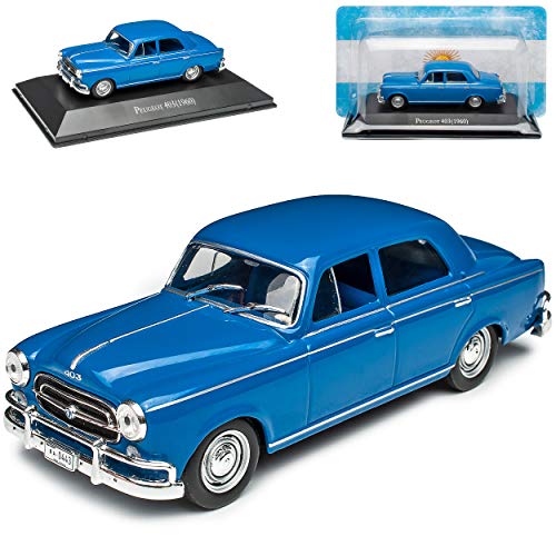 Peugeot 403 Limousine Blau 1955-1967 mit Sockel 1/43 DeAgostini Modell Auto mit individiuellem Wunschkennzeichen von Agostini