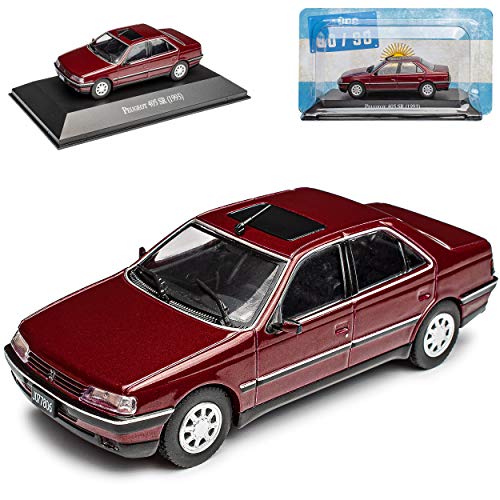 Peugeot 405 SR Limousine Dunkel Rot 1987-1996 mit Sockel 1/43 DeAgostini Modell Auto von Agostini