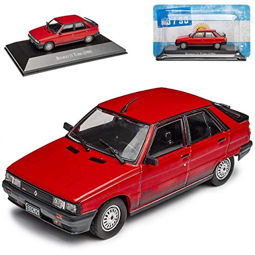 Renautl 11 Turbo Limousine Rot 1981-1988 mit Sockel 1/43 DeAgostini Modell Auto mit individiuellem Wunschkennzeichen von Agostini