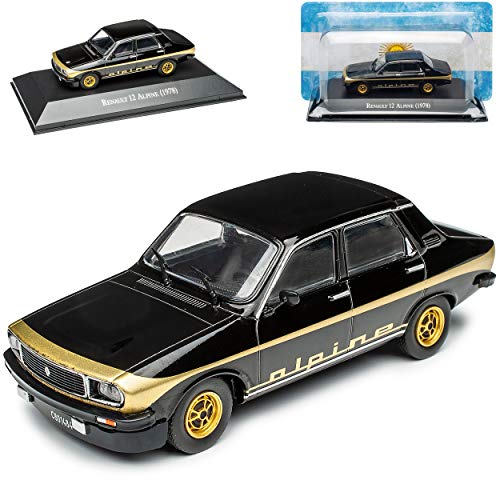 Renautl R12 Alpine Schwarz Limousine 1969-1980 mit Sockel 1/43 DeAgostini Modell Auto von Agostini