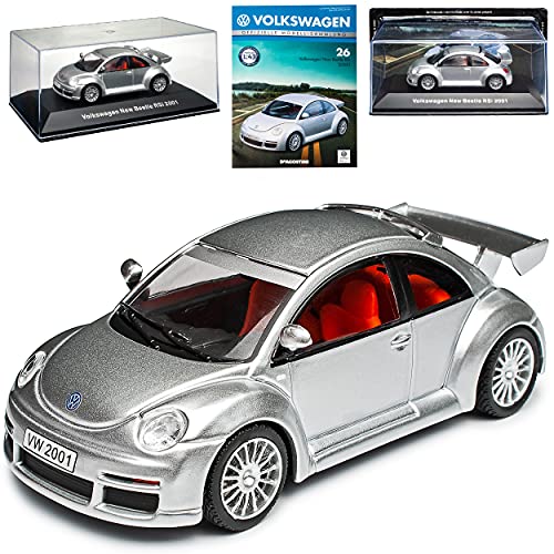 Volkwagen New Beetle RSI Typ 9C Coupe Silber 1. Generation 1997-2010 mit Zeitschrift Nr 26 1/43 DeAgostini Modell Auto von Agostini