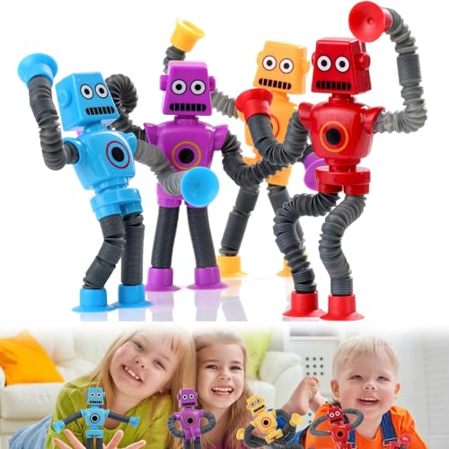 4 Stücke Teleskop Saugnapf Roboter Autistische Spielzeug Saugnapf Spielzeug Suction Toy Geeignet für Kinder und Erwachsene mit Autismus um Stress und Ängste Abzubauen(Robotermodell) von AhLmA