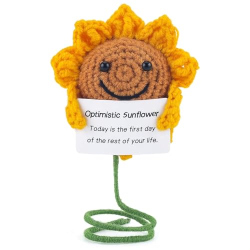 AhLmA Pocket Hug Sonnenblume Handmade Emotional Support Knitted Gift Mini Pocket Hug Glücksbringer Positive Geschenke Glücksbringer der Ermutigung und Unterstützung Ausdrückt (Sonnenblume) von AhLmA