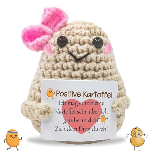 Positive Potato Geschenke Creative Knitted Wool Potato Doll Positive Kartoffel Abitur Kleine Geschenke für Freundin Glücksbringer der Ermutigung und Unterstützung Ausdrückt (Bowtie Potato) von AhLmA