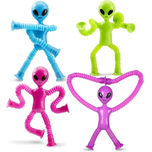 Set mit 4 Teleskopischen Alien-Spielzeugen Saugnapfspielzeug für Kinder Kinderspielzeug-Relief Sensorische Spielzeuge Stresspädagogisches sensorisches Spielzeug für Kinder von AhLmA