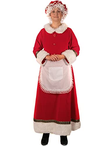 Ahititi Weihnachtsmann Kostüm für Frauen Erwachsene Weihnachten Santa Dame Plus Größe Kleid Frau Claus Kostüm mit Haube Schürze Weißes Haar Perücken und Brille mit Drahtgestell 2XL von Ahititi