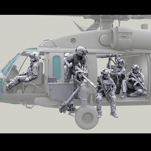 1/35 US Helicopter Commando Soldier Resin Soldier Modellbausatz Unbemalt und unmontiert Soldier Resin Modellbausatz (7 Mann + 2 Resin Maschinengewehre + 1 Seil Kein Flugzeug) // L8R2A7 von Ahowse