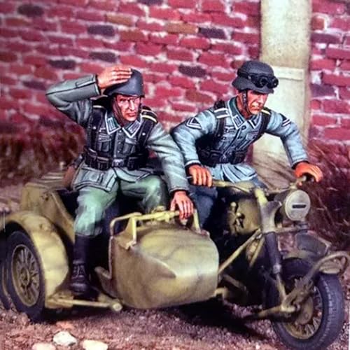 1/35 WWII Motorradfahrer Soldatenmodellbausatz aus Resin Unbemalt und unmontiert Soldatenmodellbausatz aus Resin (2 Mann, ohne Motorrad) //o7J7A2 von Ahowse