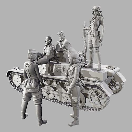 1/35 WWII Panzer Weiblicher Soldat Resin Modellbausatz Unbemalter und unmontierter Soldat Resin Modellbausatz (5 Figuren + mit Panzer) // x3U7A2 von Ahowse