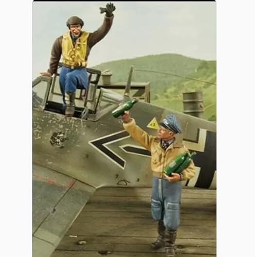 1/35 WWII Pilot Soldier Resin Soldier Model Kit Unbemalt und unmontiert Soldier Resin Model Kit (2-Person, No Aircraft) // x1U8A2 von Ahowse