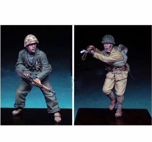 1/35 WWII Soldier Resin Soldier Model Kit Unbemalt und unmontiert Soldier Resin Model Kit (2 Figuren, ohne Szene) //o9J6A2 von Ahowse