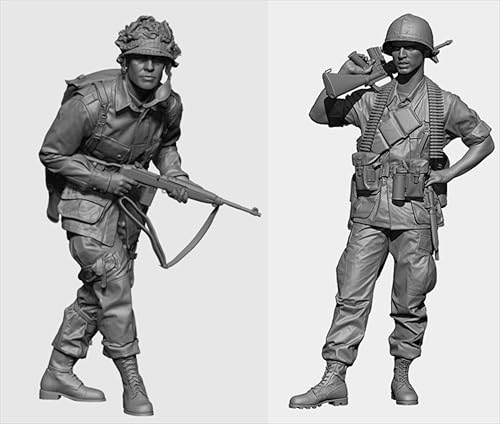 1/35 WWII Soldier Resin Soldier Model Kit Unbemalt und unmontiert Soldier Resin Model Kit (2-Personen) // L8R7A7 von Ahowse