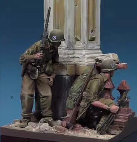 1/35 WWII Soldier Resin Soldier Model Kit Unbemaltes und unmontiertes Soldier Resin Model Kit (2 Figuren, ohne Sockel) // L8R6A1 von Ahowse