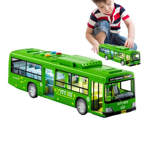 Ahuuen Bus-Modellspielzeug, Bus-Stimulationsspielzeug | Große Stadtbusse mit Postkutschen | Lernspielzeug für Spielfahrzeuge, batteriebetriebenes Automodellspielzeug mit Musik und Licht, zu öffnende von Ahuuen