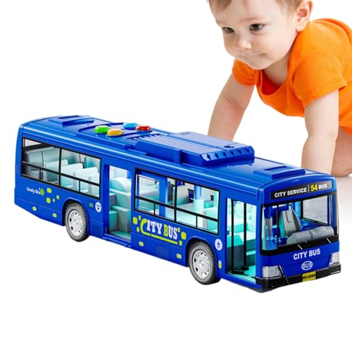 Ahuuen Fahrbus-Spielzeug, Stadtbus-Spielzeug, Großes Bus-Rollenspielspielzeug, Lernspielzeug für Spielfahrzeuge, batteriebetriebenes Automodellspielzeug mit Musik und Licht, zu öffnende Türen für von Ahuuen