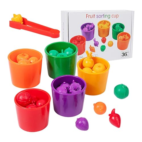 Ahuuen Fruchtfarbklassifizierungsbecher, Fruchtfarbanpassungsbecher - Lernspielzeug zum Sortieren von Farben | Farbsortierspielzeug für Obst und Gemüse, Farbanpassungsspiel für Kleinkinder für die von Ahuuen