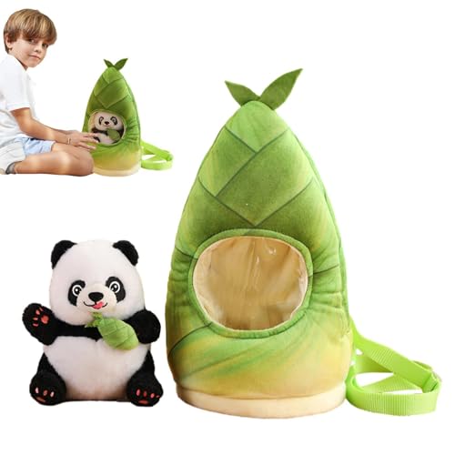 Ahuuen Gefüllter Panda -Spielzeug, Panda Plüschspielzeug,Mehrzweck -Panda -Spielzeug für Kinder - Weiche Tierpuppe, süße Kinder -Rucksack für Schlafzimmer, Wohnzimmer, Zuhause, Arbeit von Ahuuen