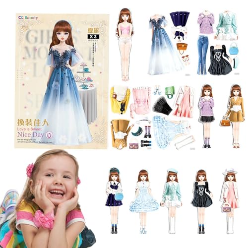 Ahuuen Magnetisches Anziehspiel | Magnetische Anziehpuppe | Prinzessinnen-Ankleidepuppe | Magnetische Prinzessinnen Dress Up | Magnetische Mode-Anziehpuppen Für Mädchen Im Alter Von 4 Bis 7 Jahren von Ahuuen