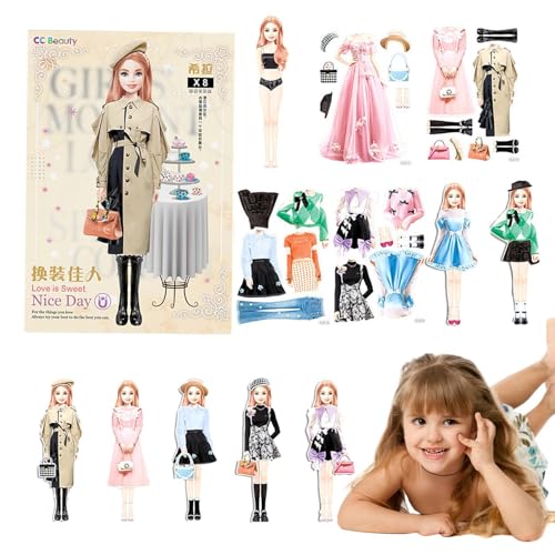 Ahuuen Magnetisches Anziehspiel | Magnetische Anziehpuppe | Prinzessinnen-Ankleidepuppe | Magnetische Prinzessinnen Dress Up | Magnetische Mode-Anziehpuppen Für Mädchen Im Alter Von 4 Bis 7 Jahren von Ahuuen