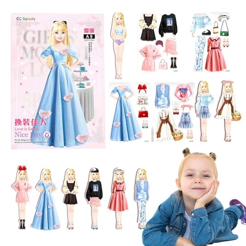 Ahuuen Magnetisches Anziehspiel | Magnetische Anziehpuppe | Prinzessinnen-Ankleidepuppe | Magnetische Prinzessinnen Dress Up | Magnetische Mode-Anziehpuppen Für Mädchen Im Alter Von 4 Bis 7 Jahren von Ahuuen