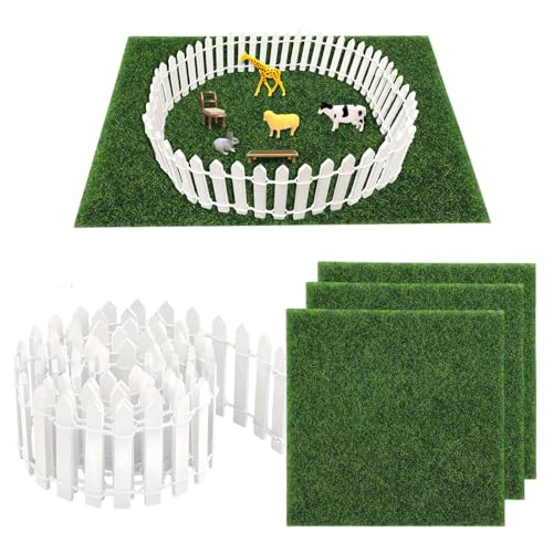 Ahuuen Miniatur | 90 cm Spiel- Dekorative Holzzäune Mit 4 Kunstrasenstücken Für Kinder Indoor Outdoor Ahuuen Miniatur | 90 cm Spiel- Dekorative Holzzäune Mit 4 Kunstrasenstücken Für Kinder Indoor Outdoor von Ahuuen