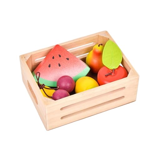 Ahuuen Obst- und Gemüsespielzeug, Lebensmittelspielzeug aus Holz - Hölzernes Kinderspiel-Essensset - Spielküchenzubehör, leichtes Gemüsespielzeug für Kindergarten, Kindergarten von Ahuuen