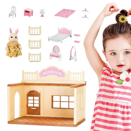 Ahuuen Puppenhaus für Kinder, Puppenhaus-Bausätze zum Bauen | Raummodell für Feinmotorikspielzeug,Kleinkindspielzeug, Miniatur-Puppenhaus, Bausatz, vorgeben, Spielen, Lernspielzeug mit Möbeln von Ahuuen