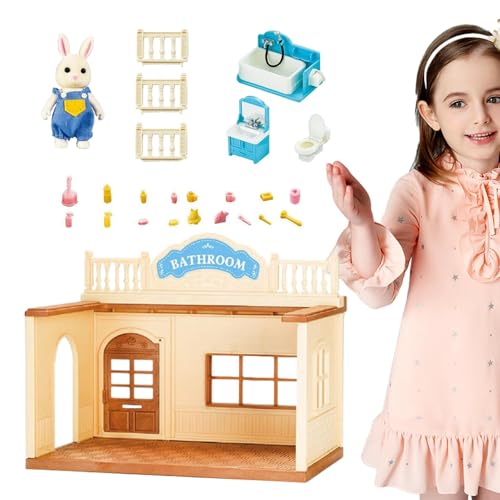 Ahuuen Puppenhaus für Kinder, Puppenhaus-Bausätze zum Bauen | Winziges Puppenhaus-Spielset-Raummodell | Lernspielzeug, Miniatur-Puppenhaus-Bausatz, Kleinkindspielzeug-Bausatz, Rollenspiel für Kinder von Ahuuen