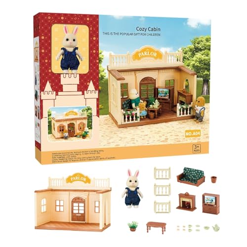 Ahuuen Puppenhaus für Kleinkinder, Puppenhaus für Kinder | Puppenhaus-Spielset Tiny House - Kleinkindspielzeug, Miniatur-Puppenhaus, Bausatz, vorgeben, Spielen, Lernspielzeug mit Möbeln von Ahuuen