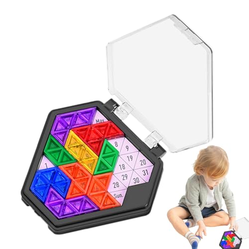 Ahuuen Tageskalender-Puzzlespielzeug,Hexagon-Herausforderungspuzzle | Kreatives Waben-Tageskalender-Puzzlespielzeug | Eltern-Kind-Interaktionsspielzeug, Denksportaufgaben für Reisen, Schlafzimmer von Ahuuen