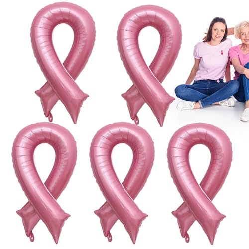 Brustkrebs-Bewusstsein | Brustkrebs-Bewusstsein Party Ballons | Rosa Schleife Folienballons | Rosa Schleife Bewusstsein Ballons | Für Brustkrebs-Bewusstsein Party Dekorationen 106x70cm von Ahuuen