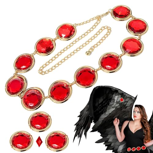 Raven Cosplay Taillengürtel Für Damen | Anime Cosplay Taillengürtel | Verstellbarer Kettengürtel Taillengürtel Anime Cosplay Für Damen | Hüftkette Mit Roten Edelsteinen | Kostüme Requisiten von Ahuuen