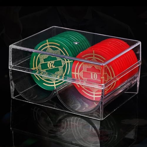 Spielkarten Poker Chip Tablett | Klare Pokerchip-Tabletts Aus Acryl | Acryl-Pokerchip-Rack Mit 2 Schlitzen | Pokerchipständer Tischzubehör | Tabletts Mit Deckel Für 40 Chips von Ahuuen