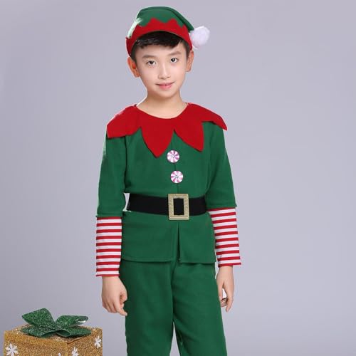 Weihnachtself Kostüm | Elfen Kostüm Kinder Adult | Weihnachts-Santa-elfs-Kostüm | Weihnachts Wichtel Kumpe Outfits | Weihnachtselfen Kostüm Für Karneval Weihnachten Cosplay von Ahuuen