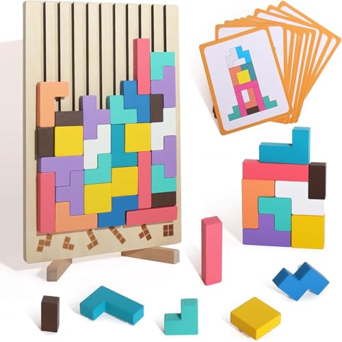 AiQiMinHao Tetris Spiel, Holzpuzzle Tetris, Holzpuzzle Knobelspiele, Wooden Stacking Puzzle, Montessori Spielzeug Spiel Holz, 3D Gehirn Puzzle mit 10 Karten AiQiMinHao Tetris Spiel, Holzpuzzle Tetris, Holzpuzzle Knobelspiele, Wooden Stacking Puzzle, Montessori Spielzeug Spiel Holz, 3D Gehirn Puzzle mit 10 Karten von AiQiMinHao