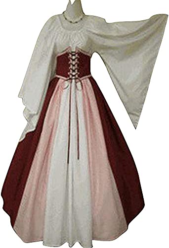 Aibaowedding Damen Renaissance Mittelalter Kostüme Kleid Trompetenärmel Gothic Retro Kleid von Aibaowedding