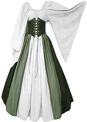 Aibaowedding Damen Renaissance Mittelalter Kostüme Kleid Trompetenärmel Gothic Retro Kleid von Aibaowedding