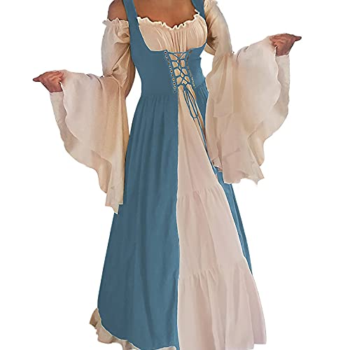 Aibaowedding Renaissance Kleid Damen Mittelalter Kleid Mittelalter Kostüme Damen(Eisblau,s/m) von Aibaowedding