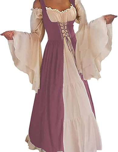 Aibaowedding Renaissance Kleid Damen Mittelalter Kleid Mittelalter Kostüme Damen(Pink,s/m) von Aibaowedding